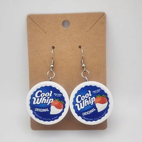 Mini-Brands "Cool Whip Original" Stainless Steel Fishhook Earrings - Picture 2 of 3